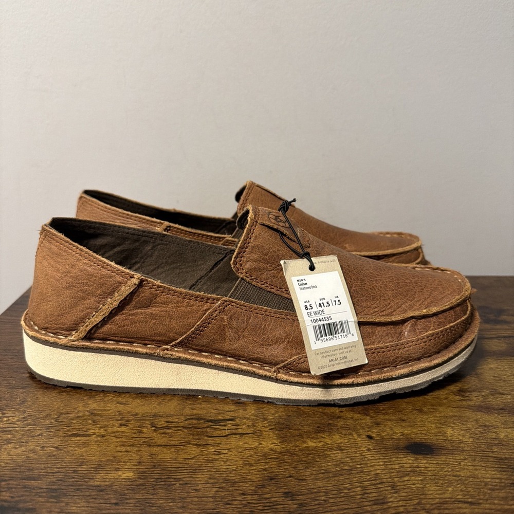 Ariat Cruiser Men Sz 8.5EE WIDE Shattered Brick Leather Slip-On Shoes 10044535